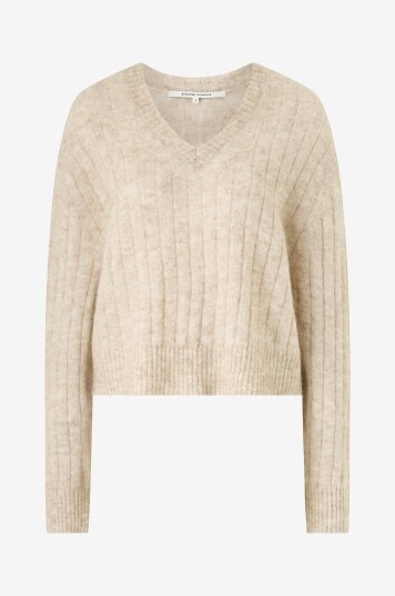 Second Female Pullover Brooky Knit V neck Beige