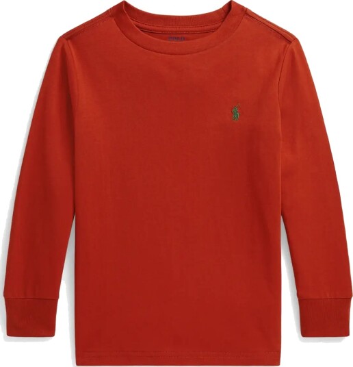 Ralph Lauren Kids Cotton Jersey Long Sleeve Tee   Orange   5