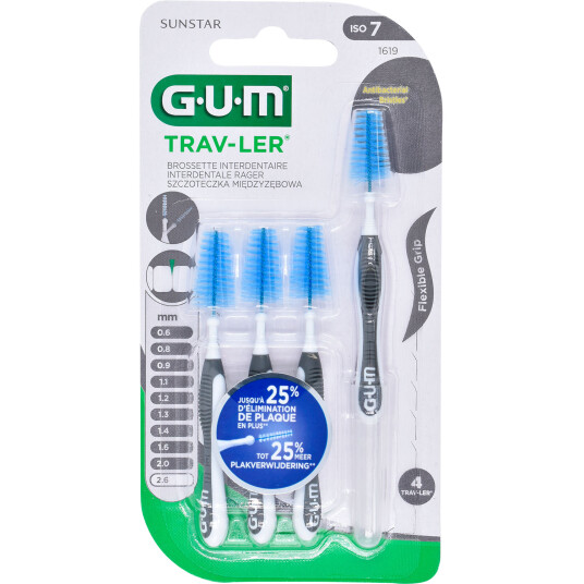 GUM TravLer interdentalbørster 4 pcs. 2,6 mm ISO 7 svart