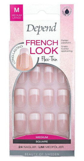Depend French Look Pink Shimmer Medium Square 24pcs