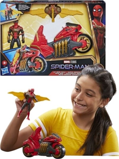 SpiderMan No Way Home Jet Web Cycle motorsykkel og SpiderMan-figur med vinger 15 cm SpiderMan No Way Home Jet Web Cycle motorsykkel og SpiderMan-figur med vinger 15 cm