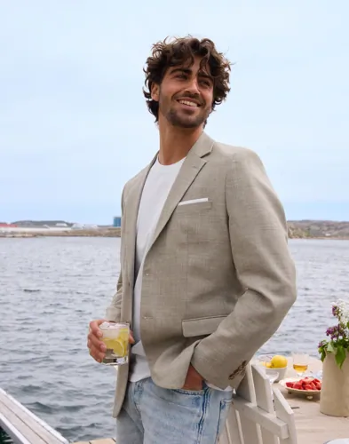 Selected Homme Slhslim Oasis Linen Blz Noos Beige