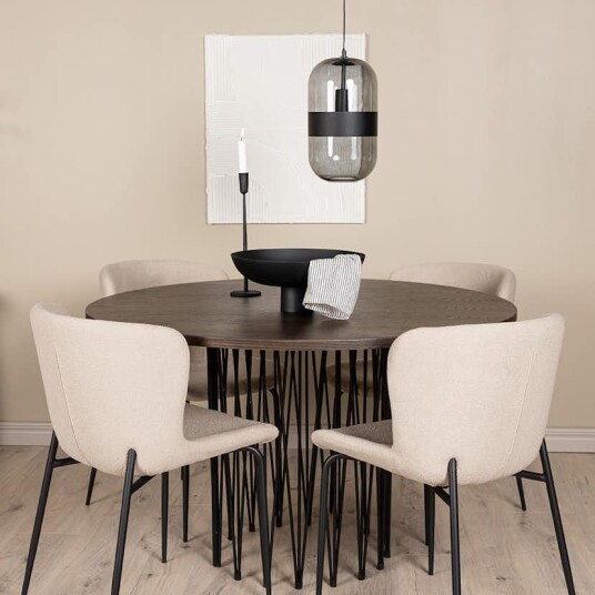 Spisegruppe Venture Home Stone Rund med 4 Modesto Stoler