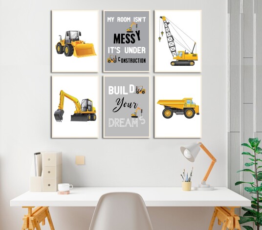 Plakater Byggekjøretøyer / sett med 6