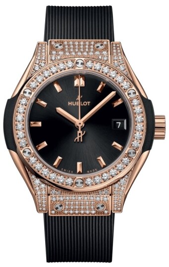 Hublot Dameklokke 591.OX.1480.RX.1604 Classic Fusion Sort/Gummi Ø29