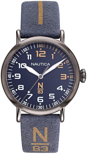 Nautica Herreklokke NAPWLF919 N83 Blå/Lær Ø40 mm