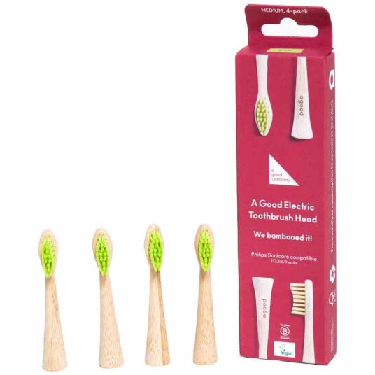 Bambusbørstehoder til Philips AGOOD company MEDIUM 4 pcs. Grønn