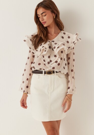 Bubbleroom Occasion Flounce Sheer Blouse