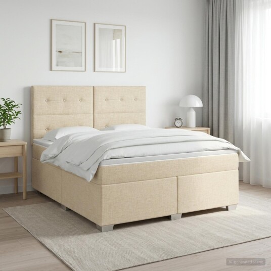vidaXL Kontinentalseng med madrass Krem 140 x 200 cm Stoff