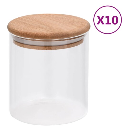  Glasskrukker med bambuslokk 10 stk 600 ml 150695