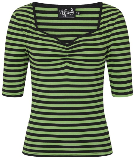 Hell Bunny Rockabilly Langermet skjorte Warlock Top XS til XL Damer grønn-svart