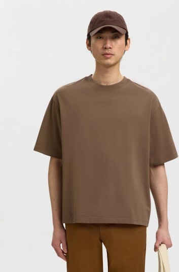 Selected Slmrelaxaspen 2 Ply Ss O Neck Noos Brown XXL