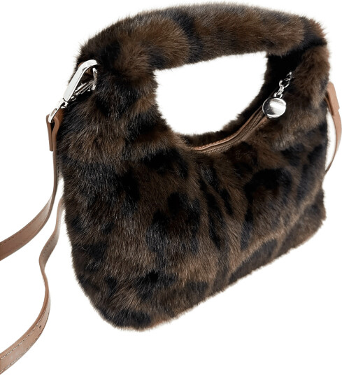 Pipol"s Bazaar Half Moon Faux Furry Cross Bag Dark Brown   Brown   ONE SIZE
