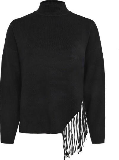 Vero Moda Vmmagpie Ls Highneck Fringe Pullover Vip   BLACK   S