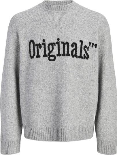 Jack & Jones Jormontreal Knit Ollie Cn Jaquard Ln LIGHT GREY MELANGE XL