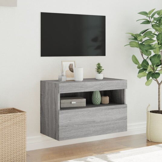 vidaXL Vegghengt TV-benk med LED grå sonoma 60x30x40 cm 8721012257771