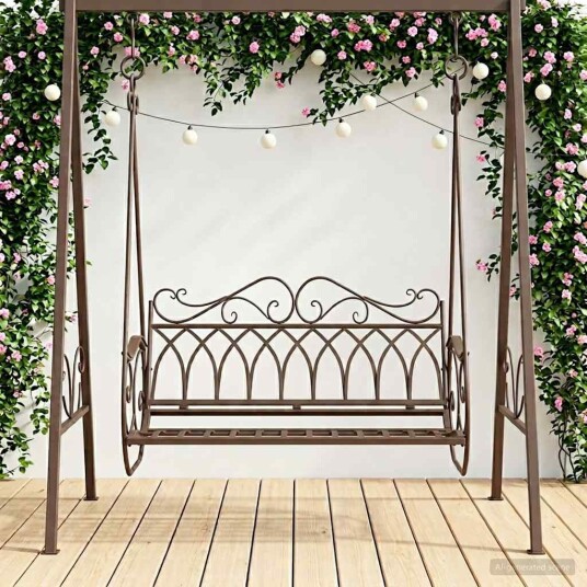 vidaXL Svingbenk Stål 112 x 60 x 126,5 cm Antikk Brun