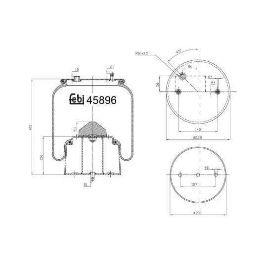 Luftbelg, fjæring FEBI BILSTEIN 45896 Luftbelg, fjæring FEBI BILSTEIN 45896