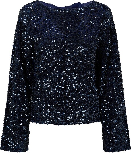 pieces Topp Pckammy Ls Deep Back Bow Top Jrs Bc Blå