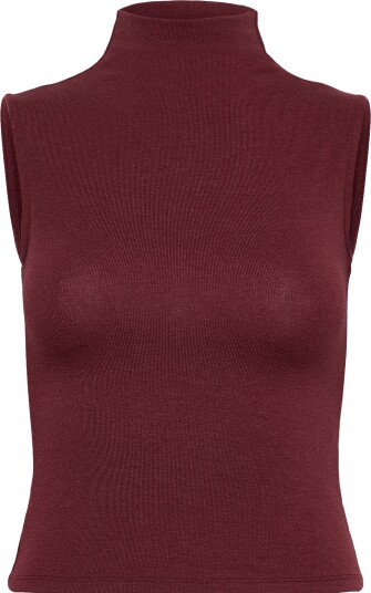 Gina Tricot Funnel Neck Top RED MAHOGANY S