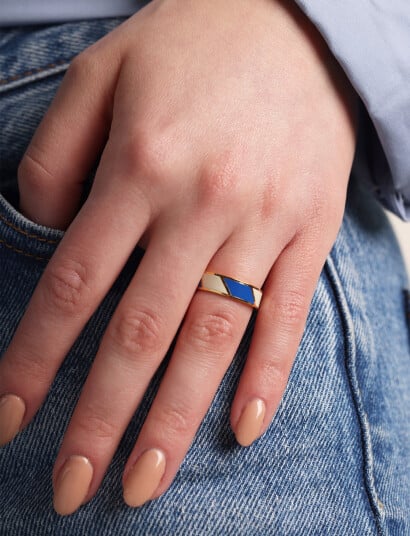Design Letters Striped Candy Ring - Blue - 48-56