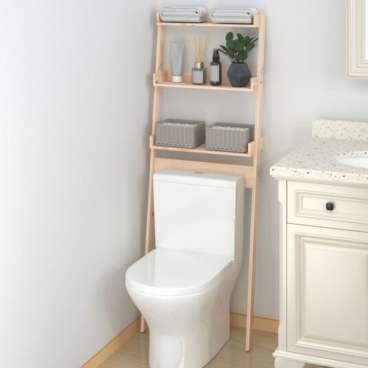 vidaXL Baderomshylle 63,5x32x179 cm heltre furu
