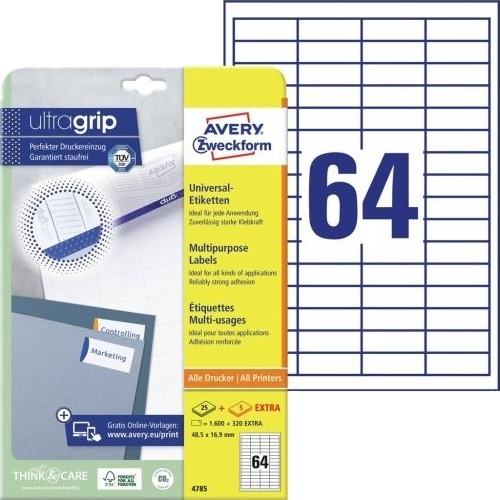Avery 4785 Hvit Rektangel Permanent A4 Universell Papir