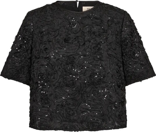 MOS MOSH Mmreya Sequins Back Top BLACK XS