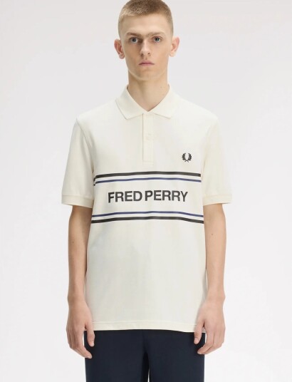 Fred Perry Fp Graphic Polo Shirt Cream S