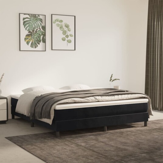  Boxspring sengeramme svart 180x200 cm Super King fløyel