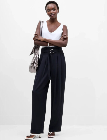 French Connection Vinnie D.ring Belted Trouser - Navy - 34
