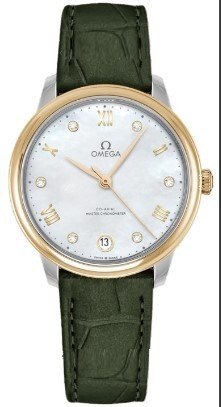 Omega Dameklokke 434.23.34.20.55.002 De Ville Prestige Hvit/Lær Ø34