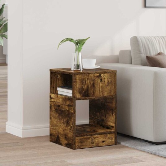 vidaXL Avlastningsbord Røkt eik 30,5 x 30 x 45 cm Konstruert tre