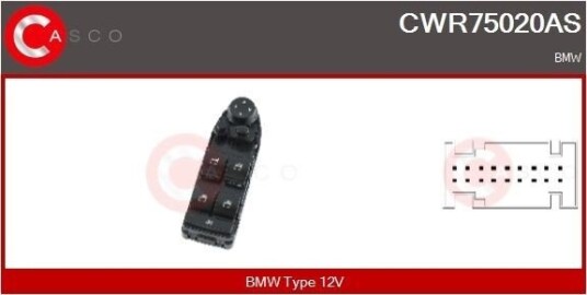 CASCO CWR75020AS Bryter, vindusheis