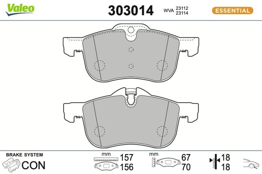 VALEO 303014 Bremseklosser