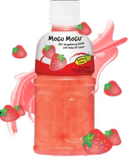 Mogu Mogu Nata De Coco Strawberry Jordbærjuice med Kokosgelebiter 320 ml Thailand Mogu Mogu Nata De Coco Strawberry Jordbærjuice med Kokosgelebiter 320 ml Thailand