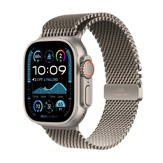Apple Watch Ultra 2 GPS + Cellular 49mm Natural Titanium Case with Natural Titanium Milanese Loop   Small