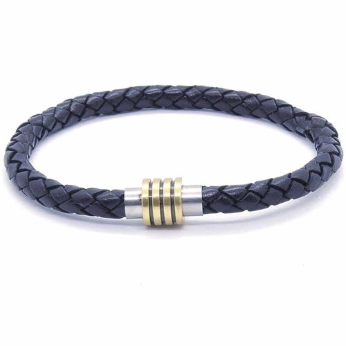 Alekos gullbelagt herrearmbånd i skinn Alekos gullbelagt herrearmbånd i skinn