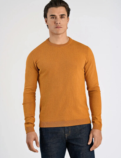 Lindbergh 100% Recycle Knit Round Neck - Orange - XL