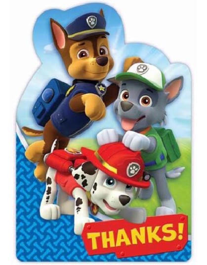 8 stk Takkekort Paw Patrol Gjengen