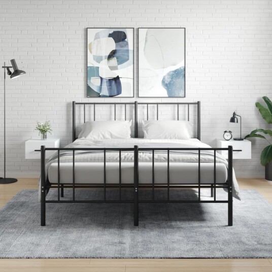 vidaXL Veggmonterte nattbord 2 stk hvit 35x35x20 cm