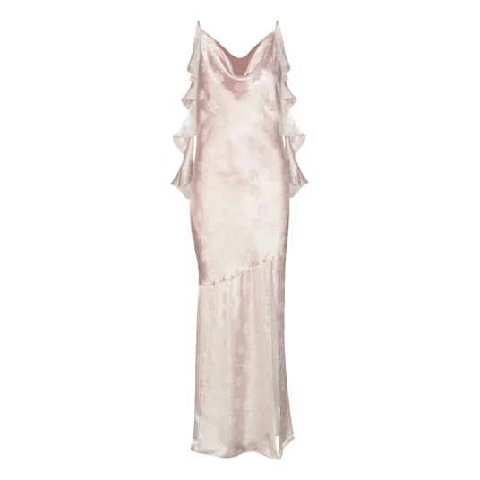 ROTATE Birger Christensen Maxi Waterfall Dress Pink 38 ROTATE Birger Christensen Maxi Waterfall Dress Pink 38