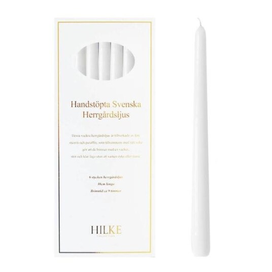 Hilke - Herregårdslys 30 cm 6 stk hvit glans