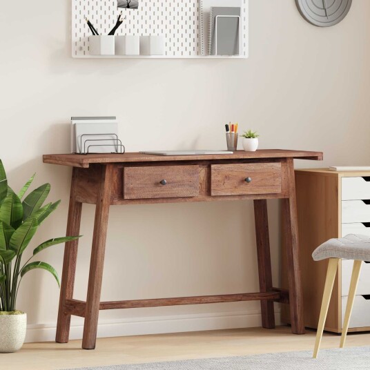 vidaXL Skrivebord med skuff Brun 110 x 30 x 79 cm Massiv Mahogni Tre