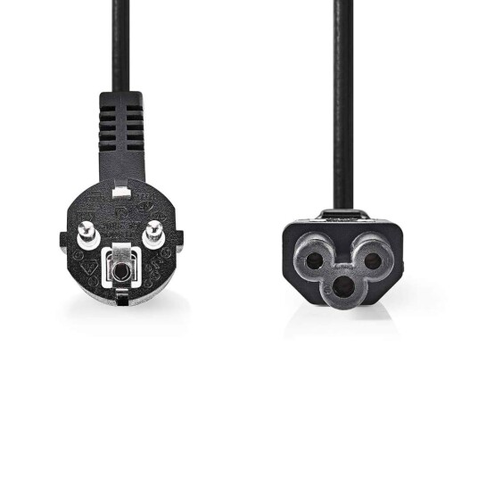 Nedis Strømkabel Jordet Kontakt Han Iec 320 c5 Vinklet Rett Nikkel Belagt 5.00 M Rund PVC Sort Label