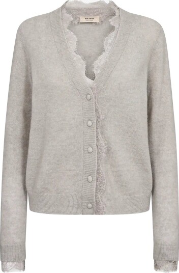 MOS MOSH Mmhelmi Lace Knit Cardigan   MOURNING DOVE   S