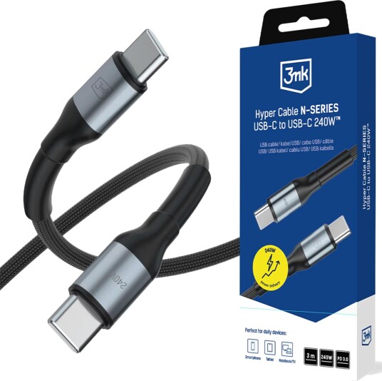 3Mk Accessories Usb-Kabel 3Mk Hyper Cable N-Series C Til C 3 M Pd 3.0 Qc 3.0 48V/5A 240W Sort