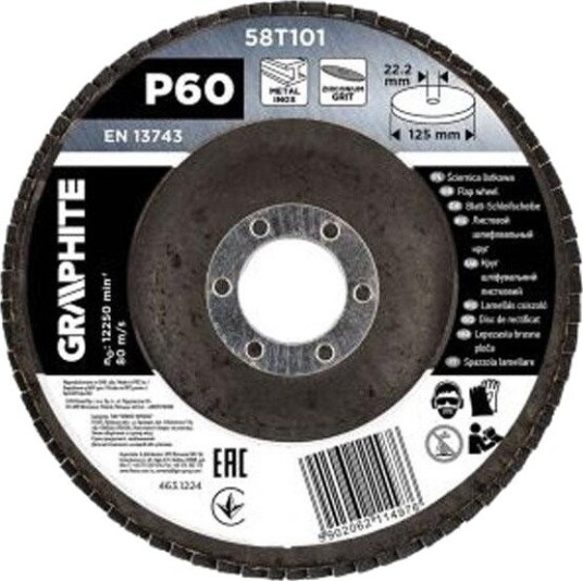 Graphite Slipeskive 58T101 125 × 22,2 mm P60