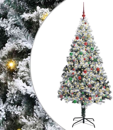 Kunstig juletre med 300 LED grønn 180 cm PVC og Stål og Plast