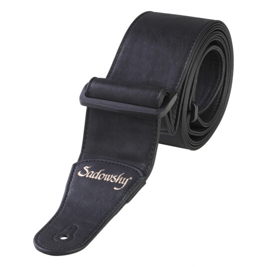 Sadowsky Synthetic Leather Bass Strap Svart, Gull Embossing